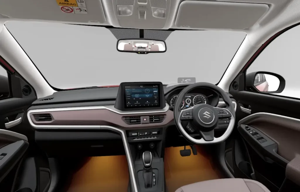 Current Maruti Brezza interior dashboard with infotainment screen (reference image)